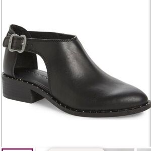 LUCKY BRAND Giovanna Black Leather Cut-Out Ankle Boots with Buckle NEW Size 10